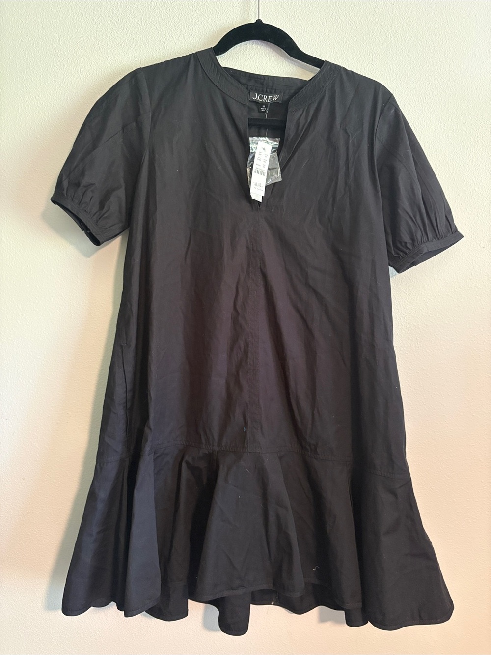 J. Crew Black Short Sleeve Peplum Tunic